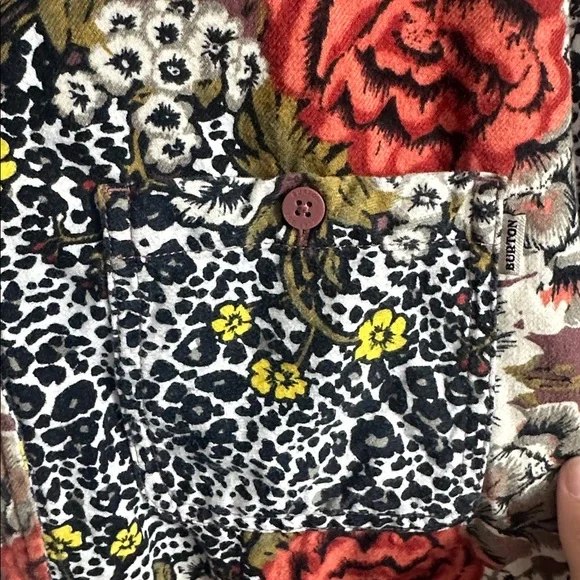 Burton Multicolor Floral leopard button down - Picture 4 of 6
